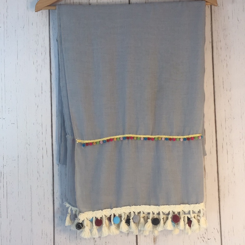 Long scarf wrap Pom poms tassel